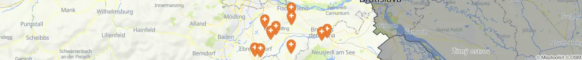 Kartenansicht für Apotheken-Notdienste in der Nähe von Mannersdorf am Leithagebirge (Bruck an der Leitha, Niederösterreich)